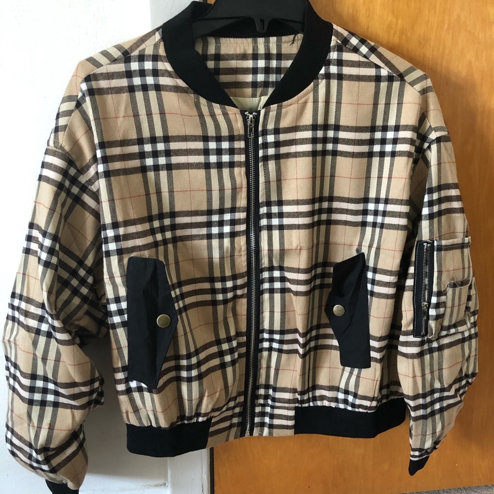 Plaid zip up jacket